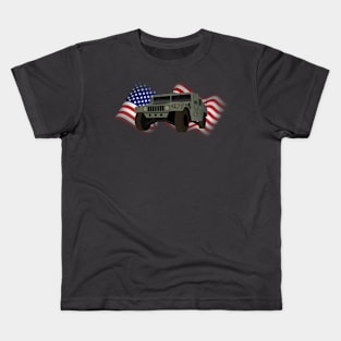 Patriotic American Army Military Truck Kids T-Shirt